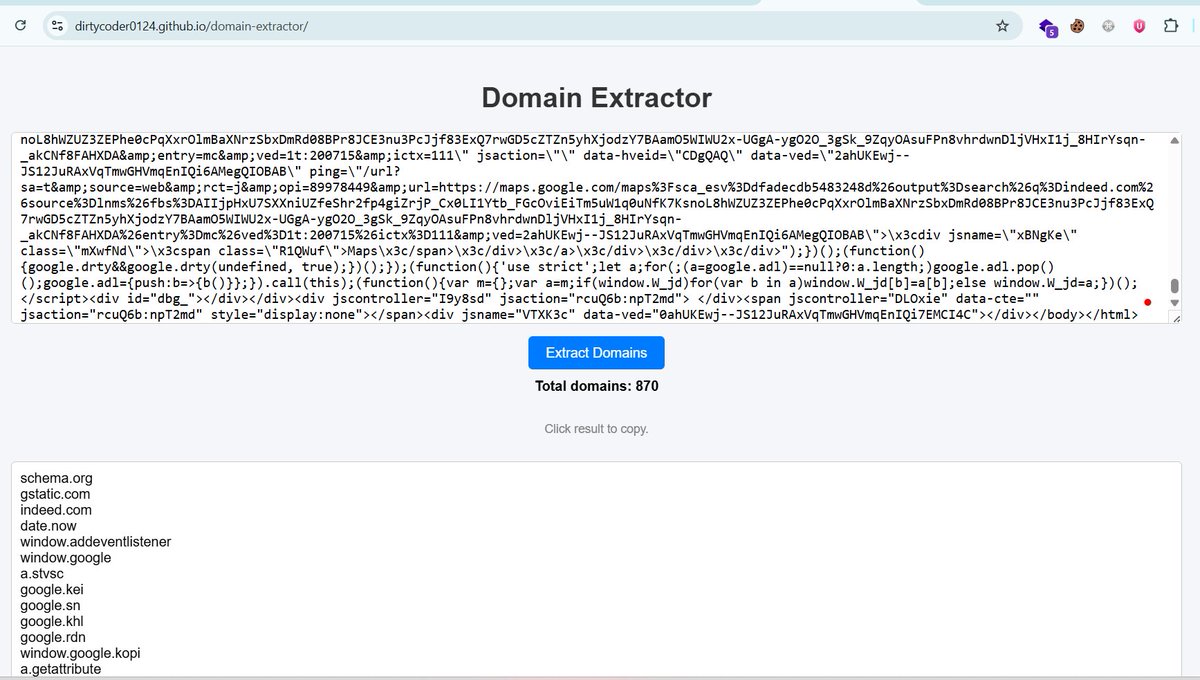 dirtycoder0124's tweet image. Paste the data, and it will extract the domains. Not perfect, but useful for me.
#bugbountytips #BugBounty
dirtycoder0124.github.io/domain-extract…