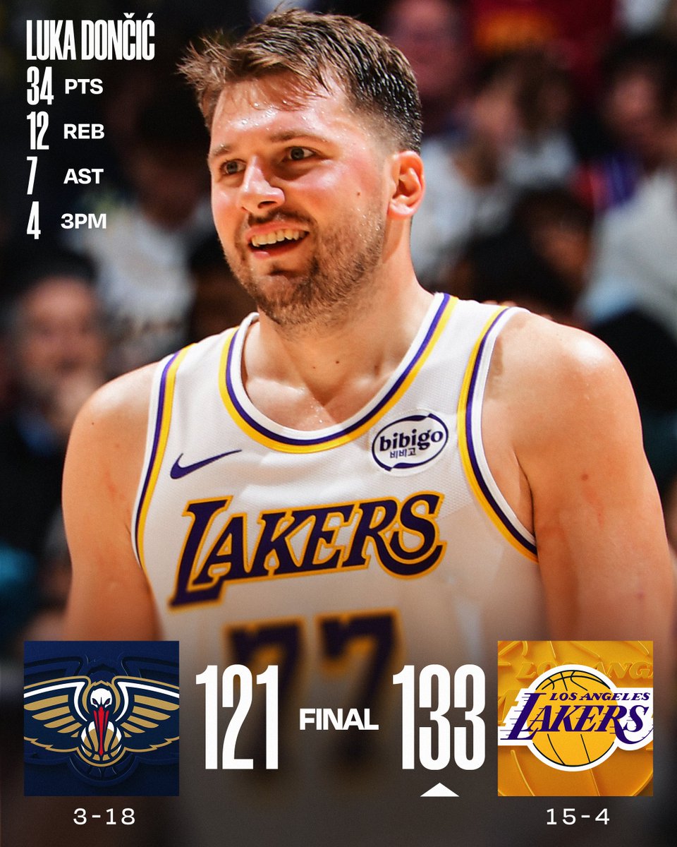 🏀 SUNDAY'S FINAL SCORES 🏀

Luka Dončić reached 6 straight games with 30+ PTS to help the @Lakers win their 7th in a row! 

Austin Reaves: 33 PTS, 5 REB, 8 AST, 4 3PM
Deandre Ayton: 22 PTS, 12 REB, 4 BLK  
