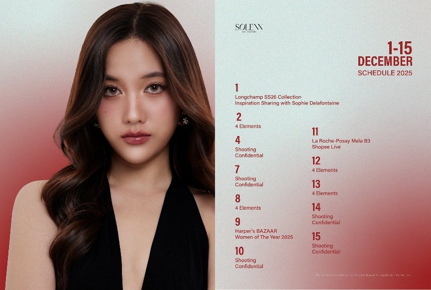 TrendForFREEN's tweet image. 𝐅𝐑𝐄𝐄𝐍 𝐒𝐂𝐇𝐄𝐃𝐔𝐋𝐄
📅 𝐃𝐄𝐂𝐄𝐌𝐁𝐄𝐑 𝟏-𝟏𝟓 𝟐𝟎𝟐𝟓
──── ୨ৎ ────

⚠️The schedule is subject to change based on updated information.

𝟏. Event (Longchamp)
𝟐. 4Elements 
𝟒-𝟕. Shooting Confidential 
𝟖. 4Elements 
𝟗. Event (Harper&apos;s BAZAAR)
𝟏𝟎. Shooting…