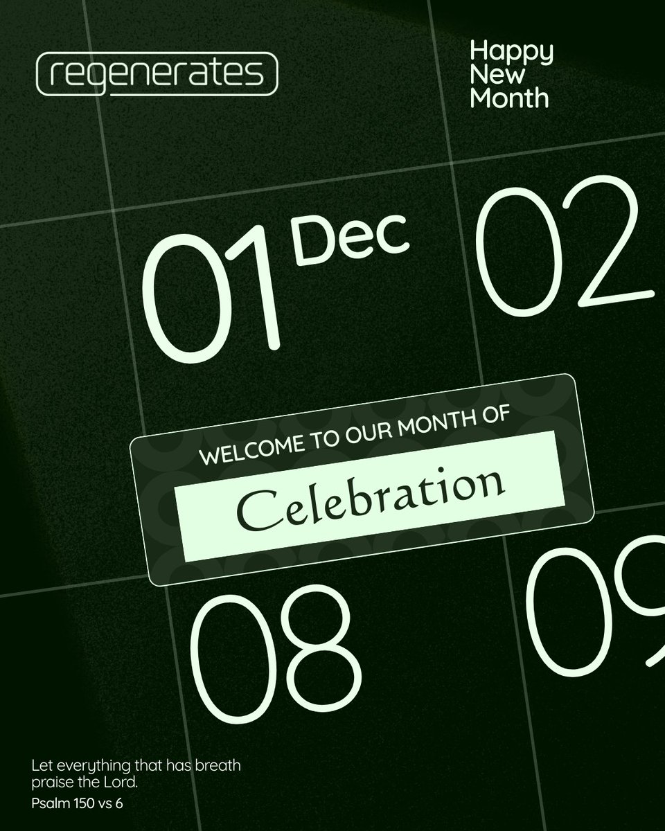 regener8s's tweet photo. We’ve entered the last month of the year.

Celebration will never cease in our lives.

Happy new month, Regens 💚 https://t.co/tmrMjeGE2N