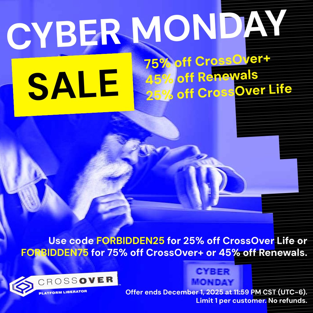 CodeWeavers's tweet image. Santa’s spying our Cyber Monday deals. He knows you’ve been...good?
Either way, you have 24 hours to grab these deals.
No refunds if you change your mind. Santa can be ruthless that way.

BUY AT: bit.ly/42oSSDc

Offer ends December 1, 2025 at 11:59 PM CST (UTC-6).