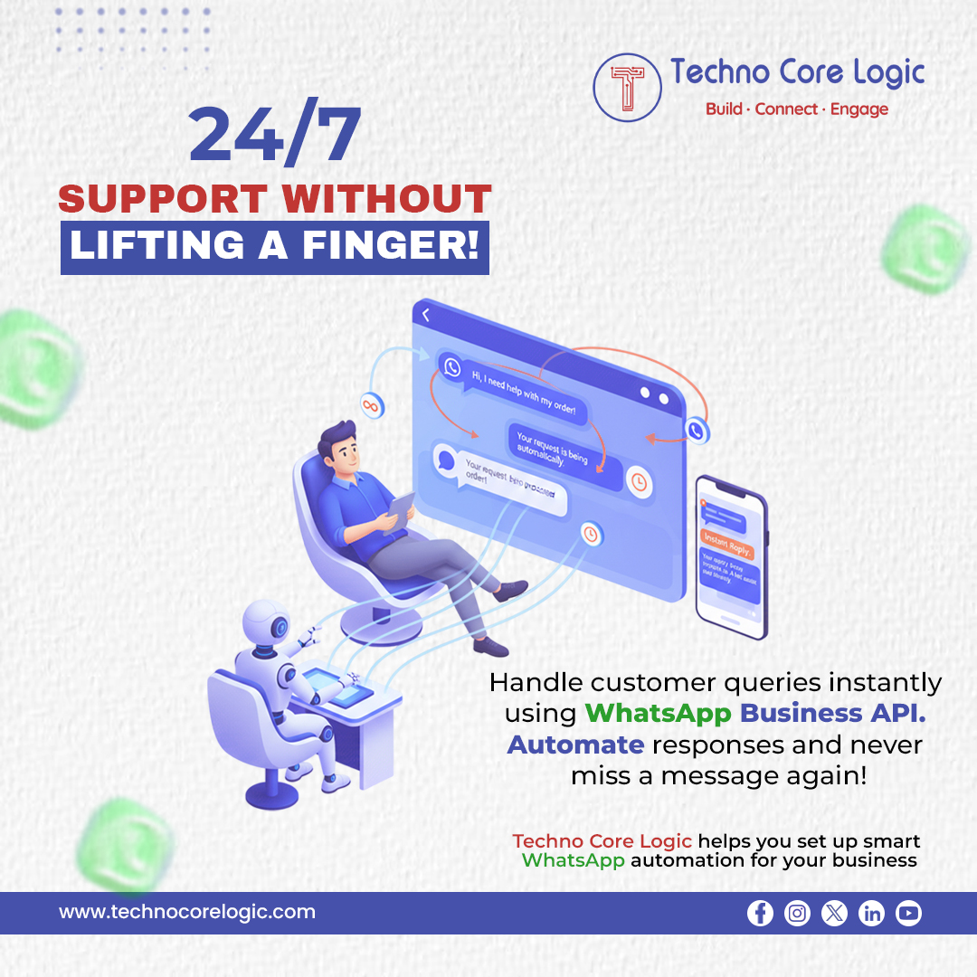 technocorelogic's tweet image. 📲 24/7 Support Made Easy!

Automate customer queries with WhatsApp Business API — instant replies, zero delays, no manual work.
Techno Core Logic helps you support customers anytime, anywhere. 🚀
🌐 technocorelogic.com

#whatsappapi #businessautomation #technocorelogic