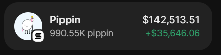 Just made $142,500 on $pippin. 

Gonna giveaway $8,000 $pippin for most active CT users.

Retweet, follow me and like this tweet!

Reply with your $SOL addresses.