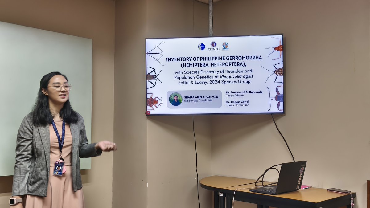 emmandelocado's tweet photo. Thesis it! Congrats to Rael and Shaira for defending their thesis proposal last week. Rael will work on the taxonomy of the aquatic beetle subfamily Acidocerinae, while Shai will work on bugs belonging to Hebridae and Veliidae water strider families. 

#biodiversityPH #entomology https://t.co/nanM2eOgtm