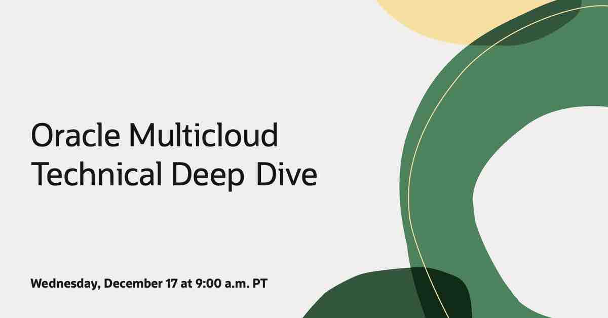 OracleExadata's tweet image. Join Oracle Multicloud experts to explore proven strategies for managing critical workloads across multiple clouds. Learn about secure operations, high availability, and selecting the right services for multicloud success. Register now: social.ora.cl/60107qGiA