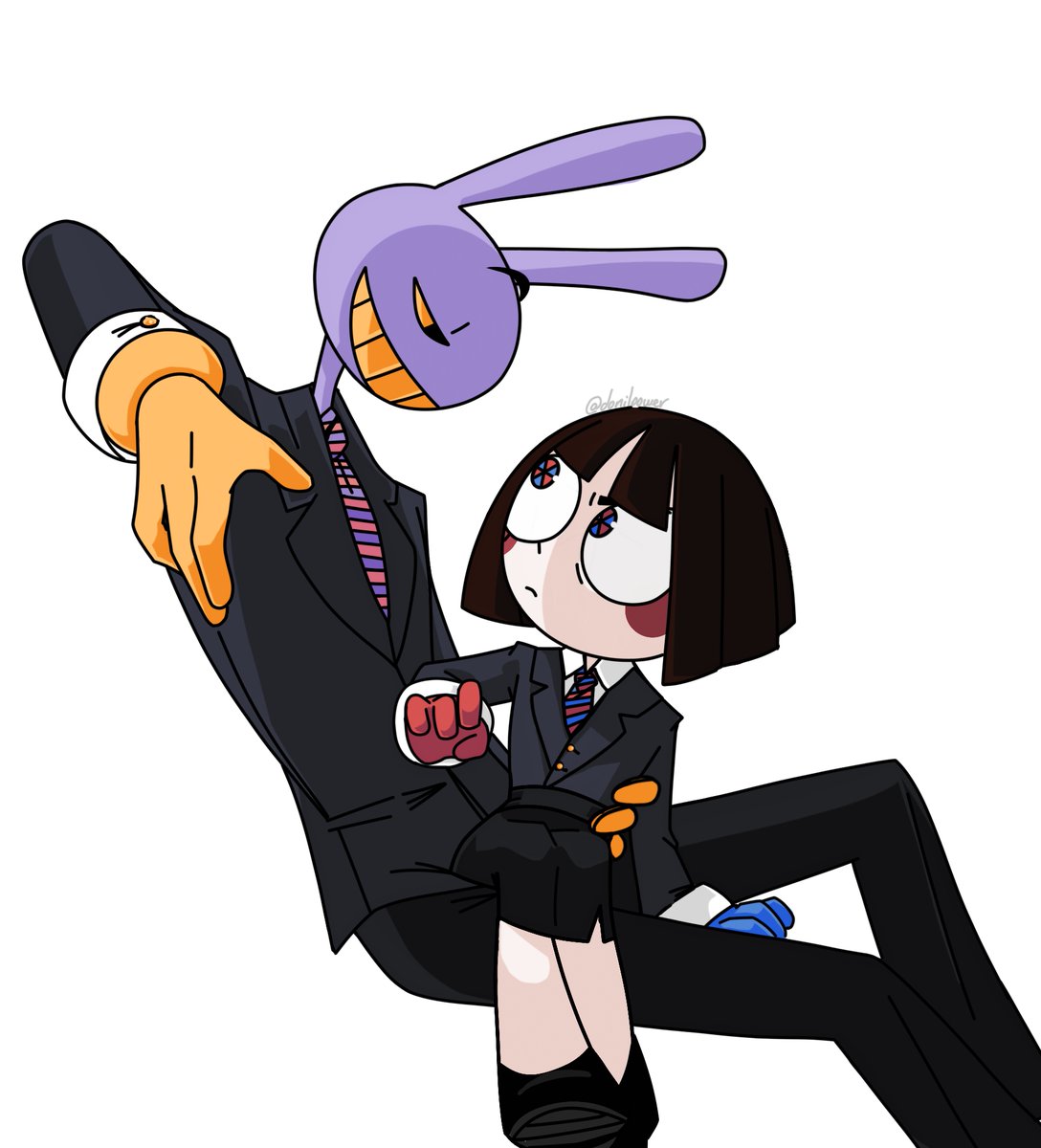 💙❤️-Did you really suggest this adventure just to watch me work?
💜-You could've been lying! I had to make sure~

Last thing of the night
#funnybunny #JaxxPomni #tadc