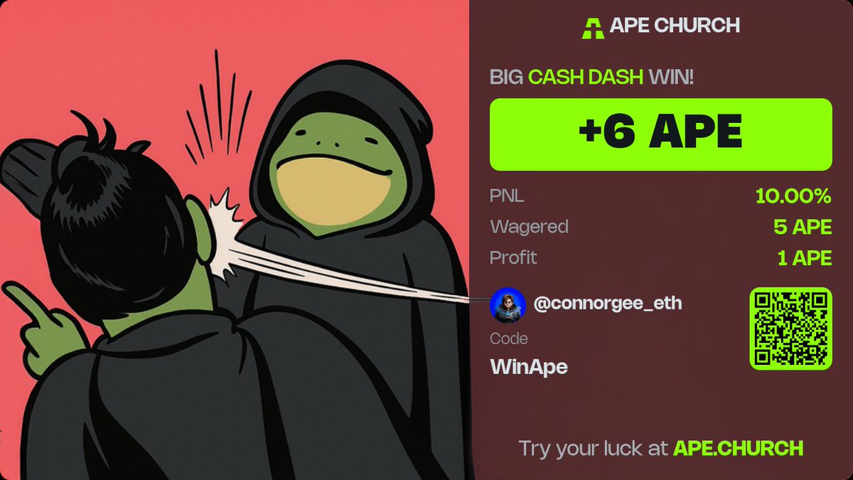 Check out this big Cash Dash win on ape.church/?ref=WinApe! Look at this PnL: