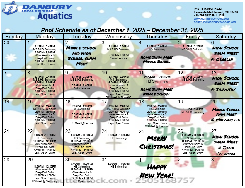 drprstarr's tweet photo. December Danbury Aquatics Pool Schedule please join us. There is a possibility that on December 10th our away will be mover home stay tuned all updates will be posted here. We wish you the happiest of holiday seasons. God bless you all. https://t.co/H4A8GFudKv