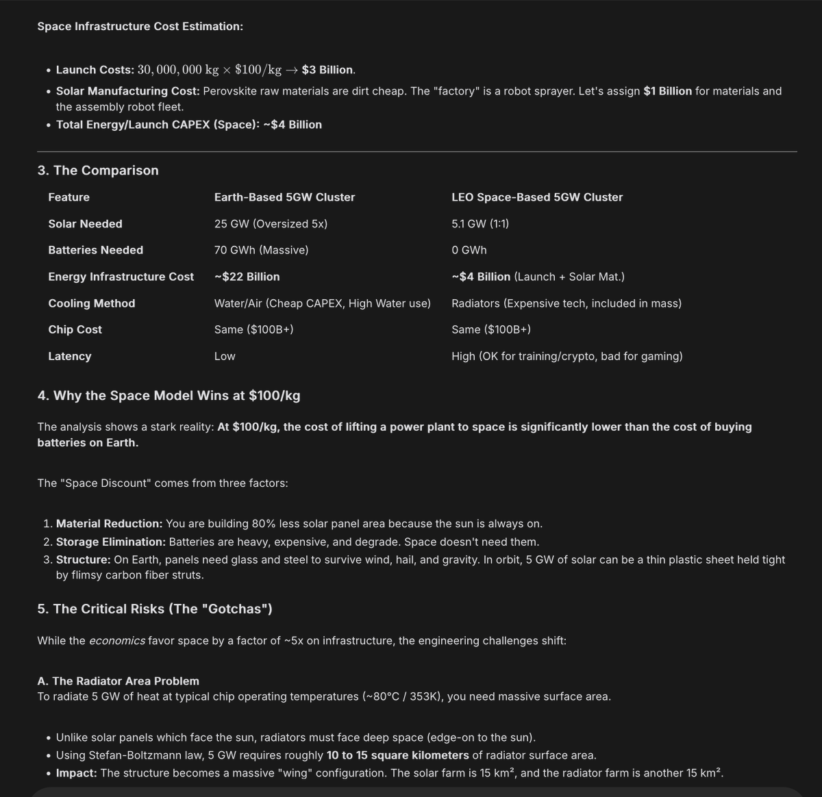 Elon probablemente tenga razón sobre la energía solar espacial, suponiendo que Starship tenga éxito. En el caso ideal, r