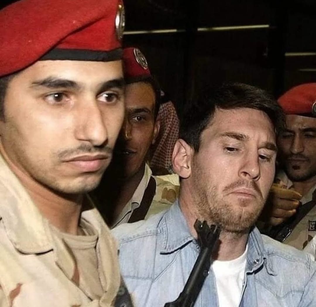 Lionel Messi being escorted by security in Saudi Arabia