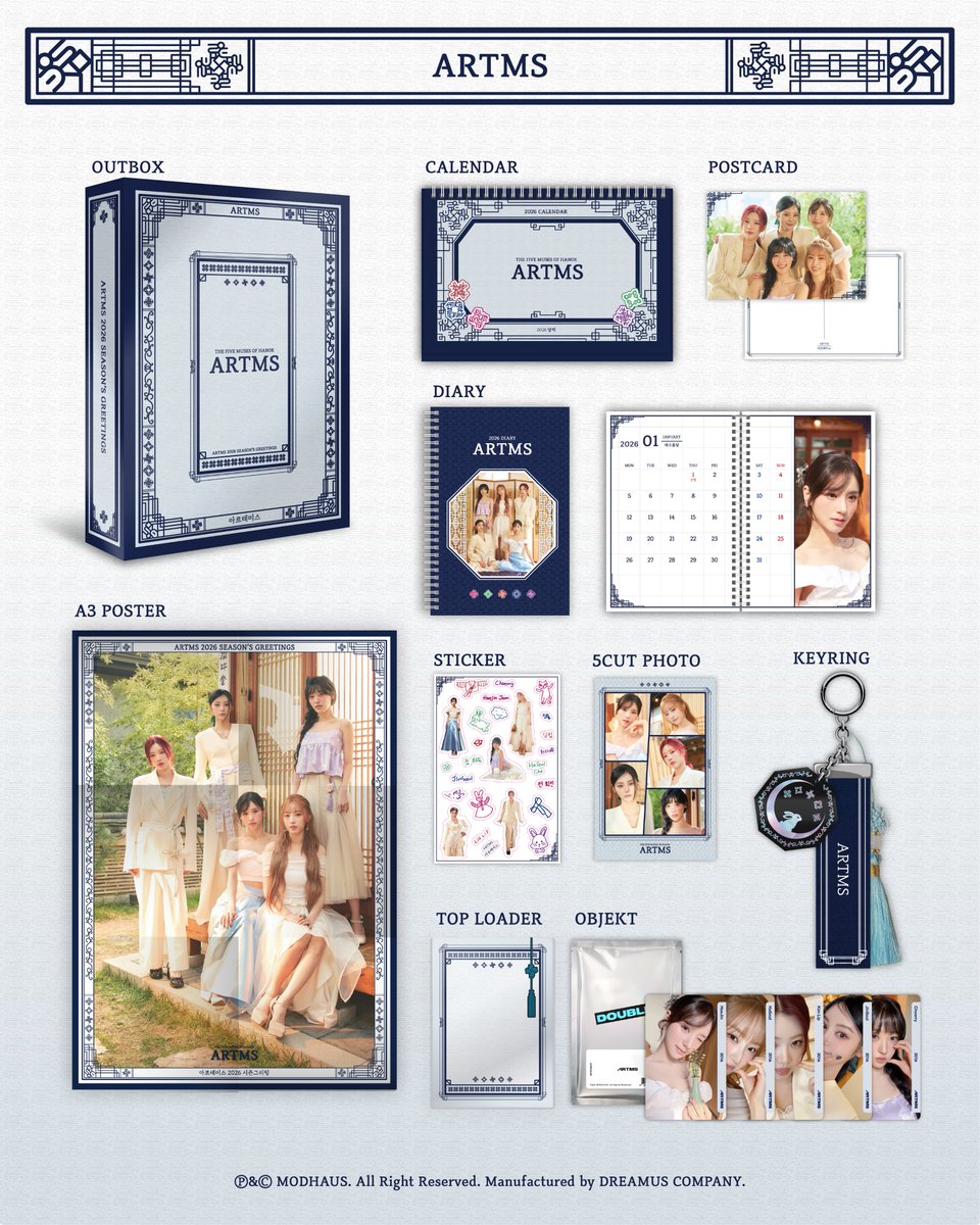 ARTMS 2026 SEASON'S GREETINGS
THE FIVE MUSES IN HANOK, ARTMS

Content Preview

Pre-order
📆 2025.11.25 18:00 ~ 2025.12.21 23:59 (KST)

Now Available
🛒 artms.mod-haus.shop/shop/kr/produc…

#ARTMS #아르테미스 #OURII