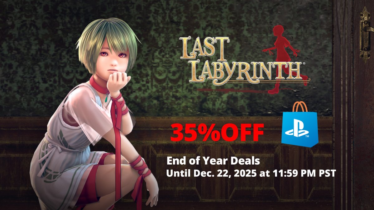 LastLabyrinthEN's tweet image. [Sale]End of Year Deals!
LastLabyrinth ✨on sale✨ at PlayStation Store!
📌Until Dec.22 2025 at 11:59 PM PST
Details▶️ store.playstation.com/concept/233620/