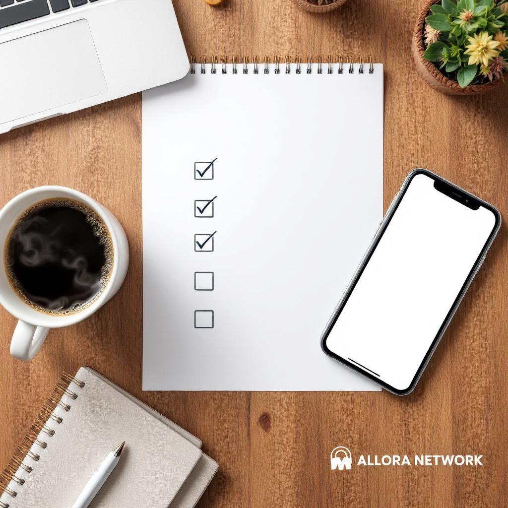 Harry_Goodjob's tweet photo. @AlloraNetwork Here’s a quick reminder: Checking off tasks isn’t enough. Asking why you’re doing them is what keeps you aligned. Eventual overhead shot: checklist beside a coffee and smartphone showing calendar. #Mindfulwork #Task #Aligned https://t.co/MhjySR1F4e