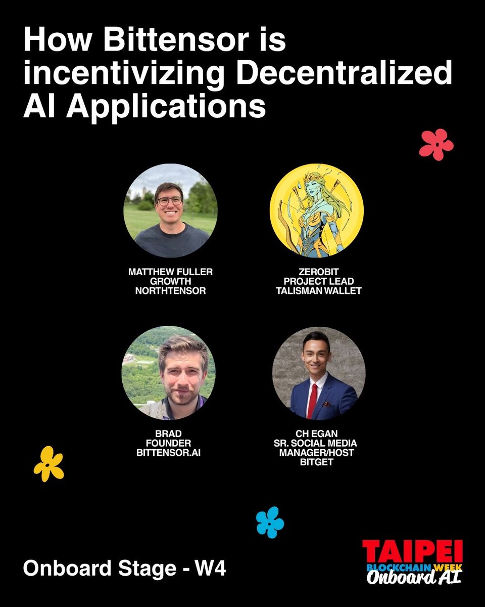 TaipeiWeek's tweet image. How Bittensor is incentivizing Decentralized AI Applications

Moderator: @madofuller, Growth, @NorthTensorAI
Brad, Founder, @bittensorai
@zerobit77, Project Lead, @wearetalisman
@ch_egan, Sr. Social Media Manager, @bitget

Full video on YT: youtu.be/Aq52C72ou6g