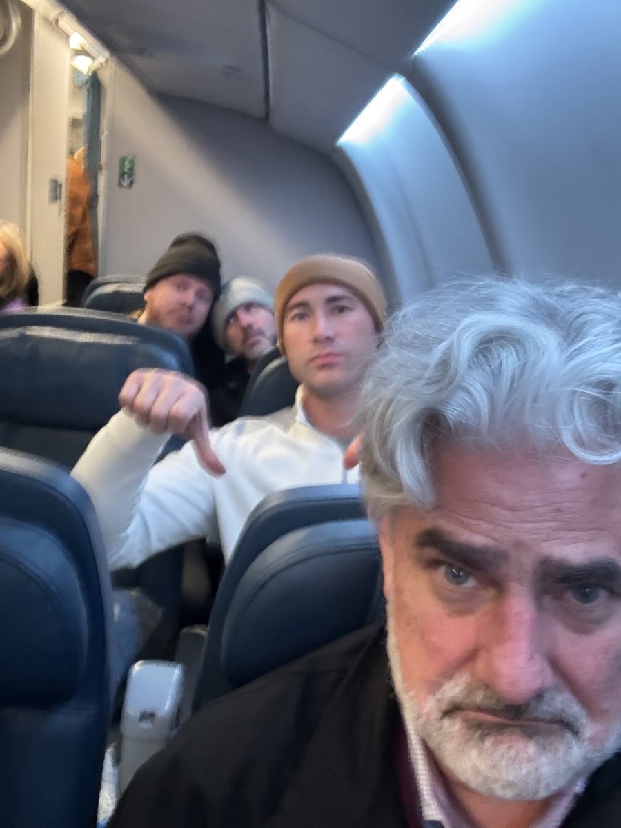 PAOnTheMic's tweet photo. Post-loss sad pic w/ Vikes Audio Network broadcasting brothers ⁦@nacholeber⁩ ⁦@Chris_Hawkey⁩ and ⁦@wells902⁩. ⁦@PeteBercich⁩ so despondent think they permitted him to ride home where they store the luggage. #StillSkol https://t.co/YqVbPC7DSI