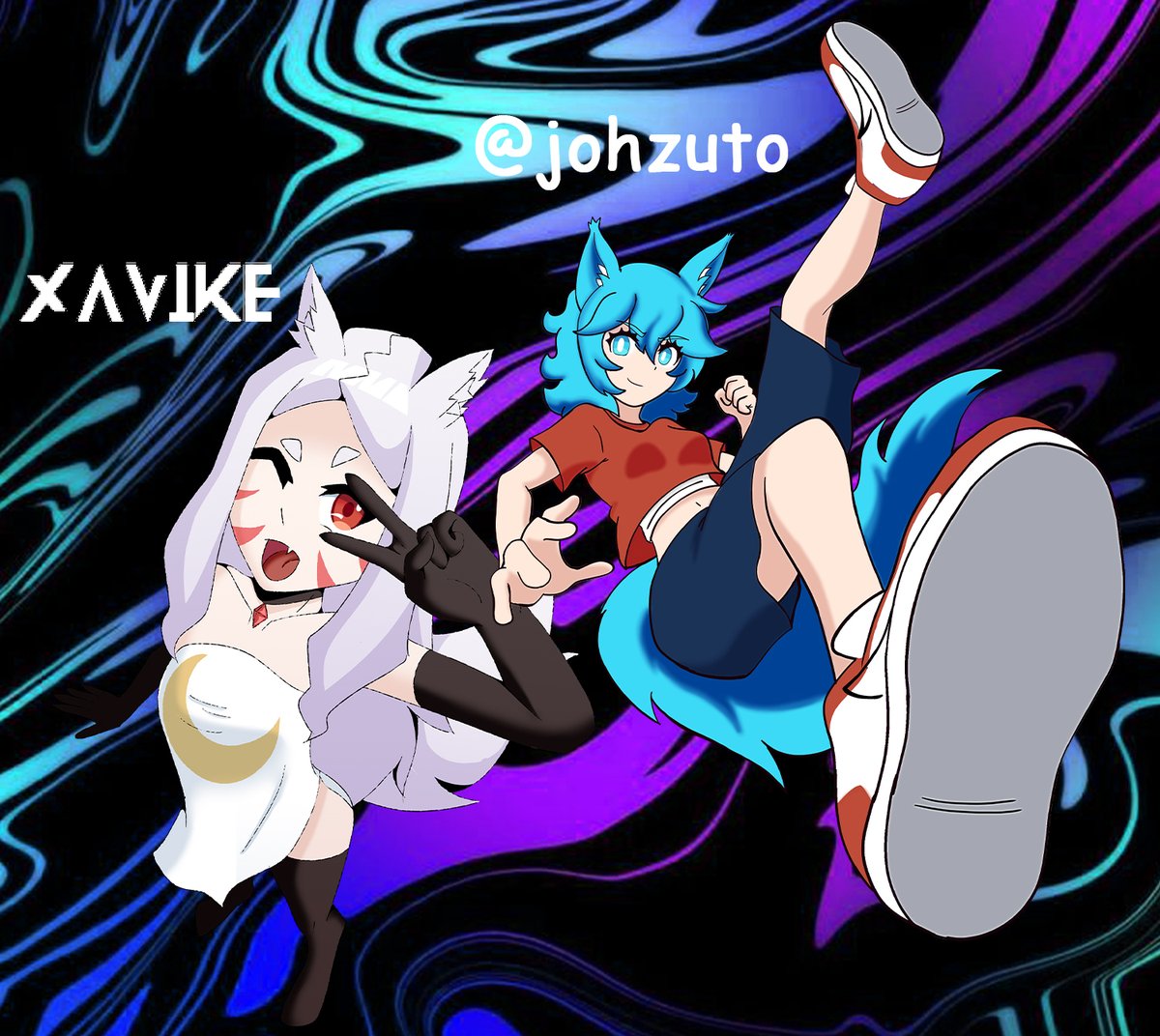 johzuto's tweet photo. Dibujo colaborativo con @GameXavike 
Personaje Nia con Shiro.
Muchas gracias por la oportunidad ദ്ദി(˵ •̀ ᴗ - ˵ ) https://t.co/XTwBqn1iCs