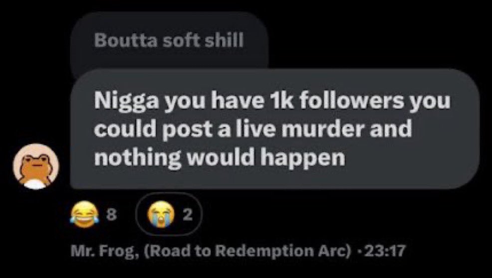 henn100x's tweet photo. Mr. Frog was actually funny as fuck.

R.I.P https://t.co/f6QaEGYmZr