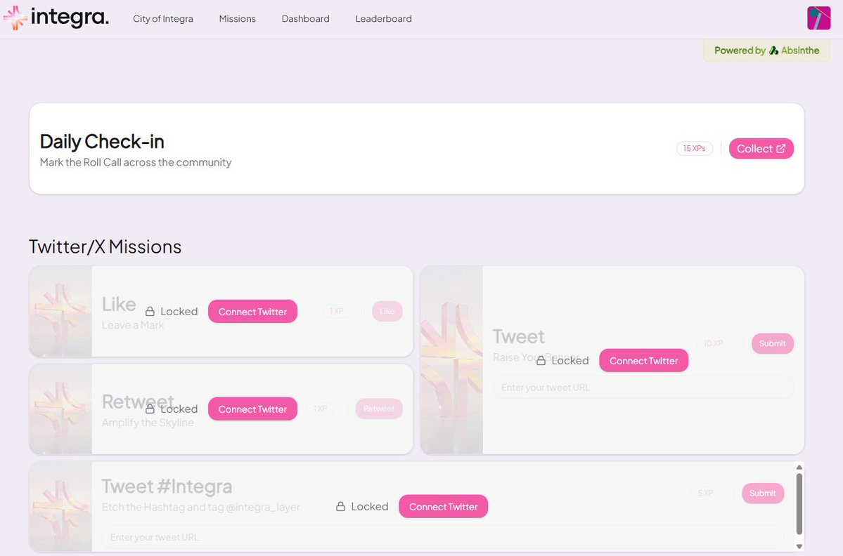 Do <a href="/integra_layer/">integra.</a> <a href="/What_is_integra/">What Is Integra?</a>  mission and check-in daily.
Make it full and join new RWA Project for lands
---
Code: 3d805214