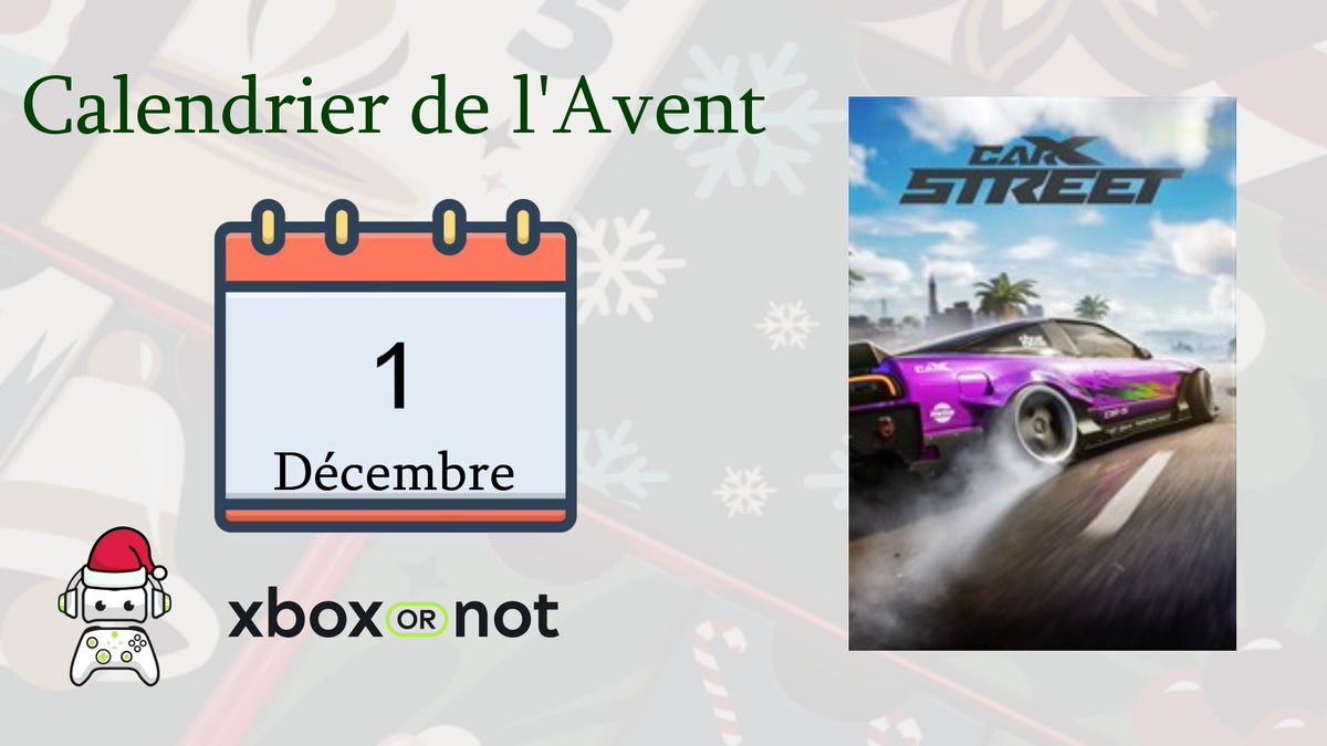 🎄Concours XboxOrNot : Calendrier de l'Avent 2025

🎁JOUR 1 
Un jeu CarX Street sur Xbox Series X|S à gagner !

Pour participer:
🔁RT + 💚LIKE
✅Follow <a href="/XboxOrNot/">XboxOrNot 🎮</a> 
💬Tag un pote

🗓️TAS le 08/12

🍀Bonne chance à tous et n'hésitez pas à partager!