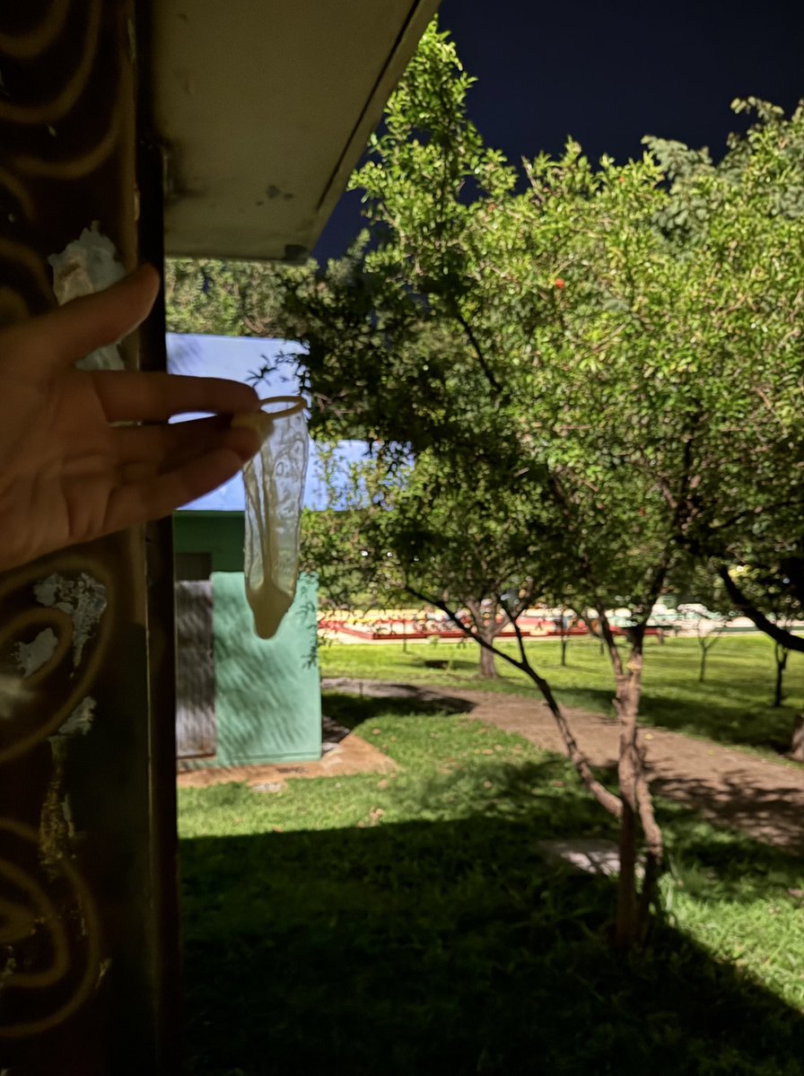 A camisinha com a porra do boy depois de fuder meu cuzinho no parqe