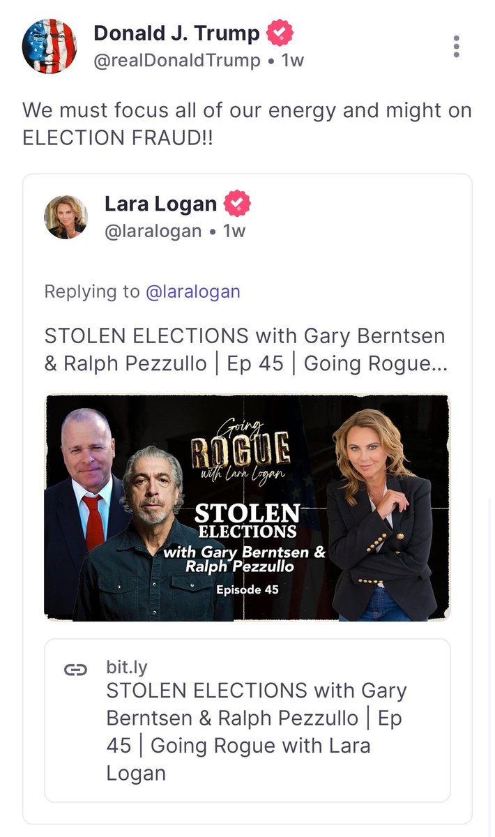 El presidente Trump compartió esta entrevista de <a href="/laralogan/">Lara Logan</a> en su cuenta de Truth Social, en la que afirman que el régimen narcoterrorista de Maduro ha estado involucrado en manipular elecciones en diferentes países del mundo, incluido EEUU: