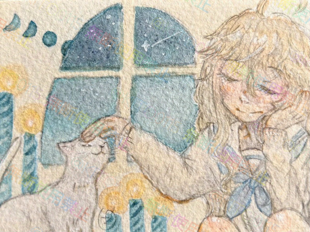 あかりを灯して 2025.12 透明水彩、絵墨／ランプライトATCボード