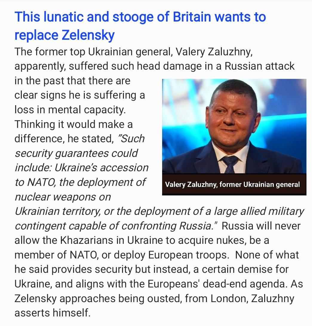 This lunatic and stooge of Britain wants to replace Zelensky