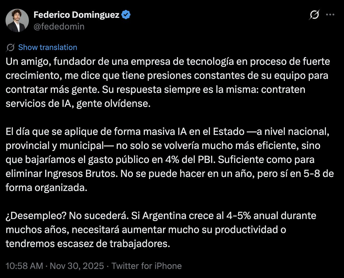 Lo peor que te puede pasar hoy es trabajar en una empresa de un AI-bro que quiere que todo lo resuelvas con servicios de IA que jamás usó, ni sabe sus pros y sus limitaciones y no te escucha como profesional. 

Salí de AI, maravilla.
