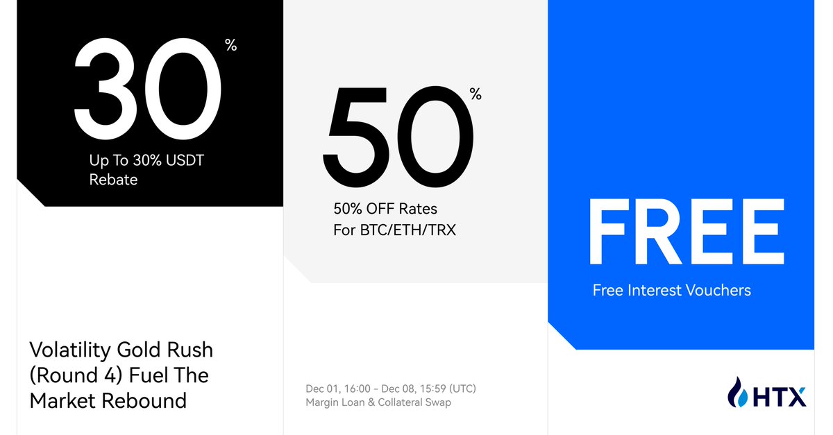 🔥 HTX Volatility Gold Rush Week Round 4 is LIVE!
Fuel your leverage. Maximize your capital. Dominate the swings.

We’re slashing your trading costs everywhere:
→ USDT Interest Rebate up to 30%
→ 50% OFF $BTC &amp; $ETH Funding Rates
→ Hit your targets, get a FREE Interest Voucher