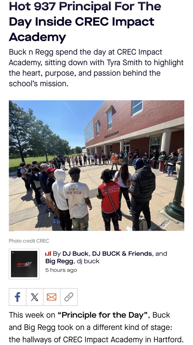 Buck n Regg went BACK TO SCHOOL 👀📚
Spent the day at CREC Impact Academy with Tyra Smith!
audacy.com/hot937/latest/…