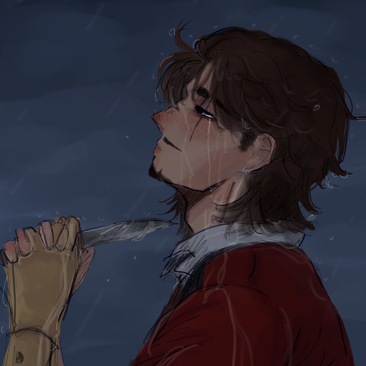 dryita's tweet photo. "...Jose drew from his coat a short sailor's knife—a common seaman's tool for cutting lines or bait, equally fit for settling quarrels... or ending one's own life."

//tw implied sh
#josebaden #IdentityV    #idvjose #IDV #idvfirstofficer #joseidv https://t.co/MA3UQwyjqr