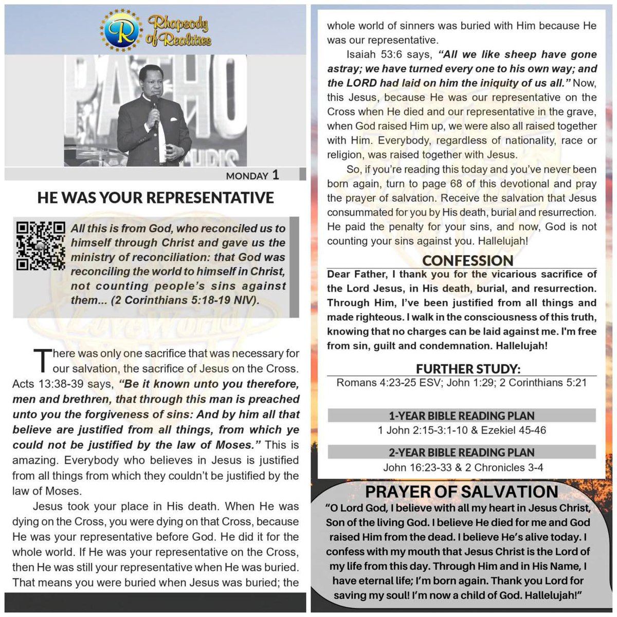 HE WAS YOUR REPRESENTATIVE

_All this is from God, who reconciled us to himself through Christ and gave us the ministry of reconciliation: that God was reconciling the world to himself in Christ, not counting people’s sins against them..._ *(2 Corinthians 5: 18-19 NIV)*

There