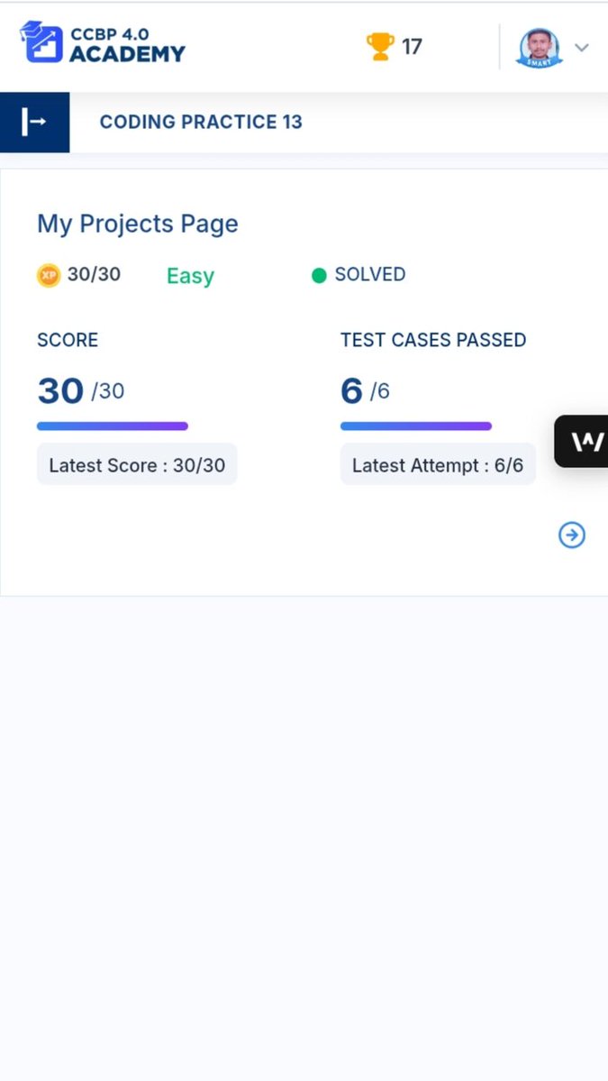 ChaundkarSujal's tweet image. Hello Everyone,

Today, l have done my Coding practice 13 Where l have builted &quot;My Projects Page&quot; including previous pages which l have made using the concepts of HTML, CSS, and Bootstrap and passed the all 6 Test Cases...

#nxtwaveccbp
#codingpractice
#FrondendDevelopment