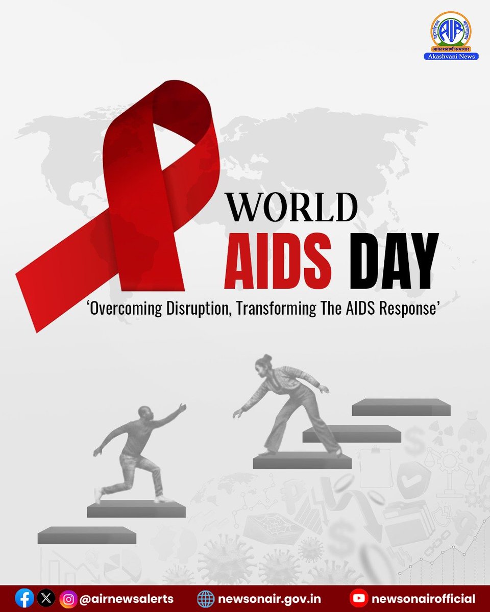 AIRNewsHindi's tweet photo. विश्व एड्स दिवस - 1 दिसंबर 

#WorldAIDSDay 2025 का विषय है "व्यवधान पर काबू पाना, एड्स प्रतिक्रिया में परिवर्तन लाना।" https://t.co/GF36K1vc9z