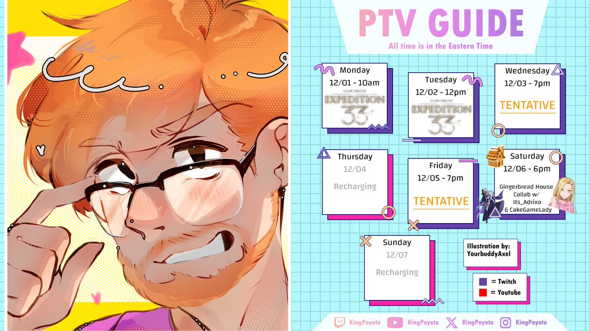 📅 SCHEDULE — Dec. 1–7 Big vibes in Glitch Creek this week—my