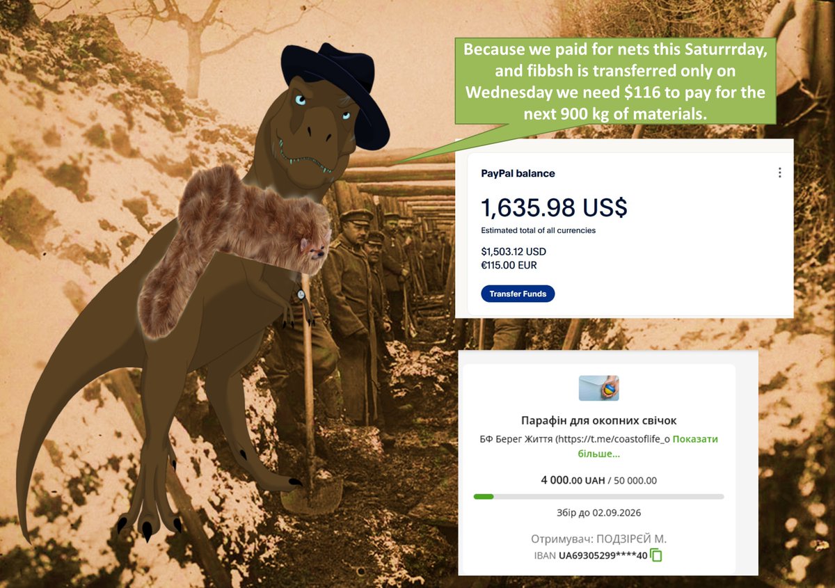 #BigSealUPD
Our Supplier PP "Gerdan" is ready to send paraffin and stearic acid to us. We need to raise $116 by Monday evening. 
PayFel alpenhogs@te.net.ua
💳next.privat24.ua/send/3122p
#StrongerTogether <a href="/Bricktop_NAFO/">Bricktop_NAFO</a> #WINTER