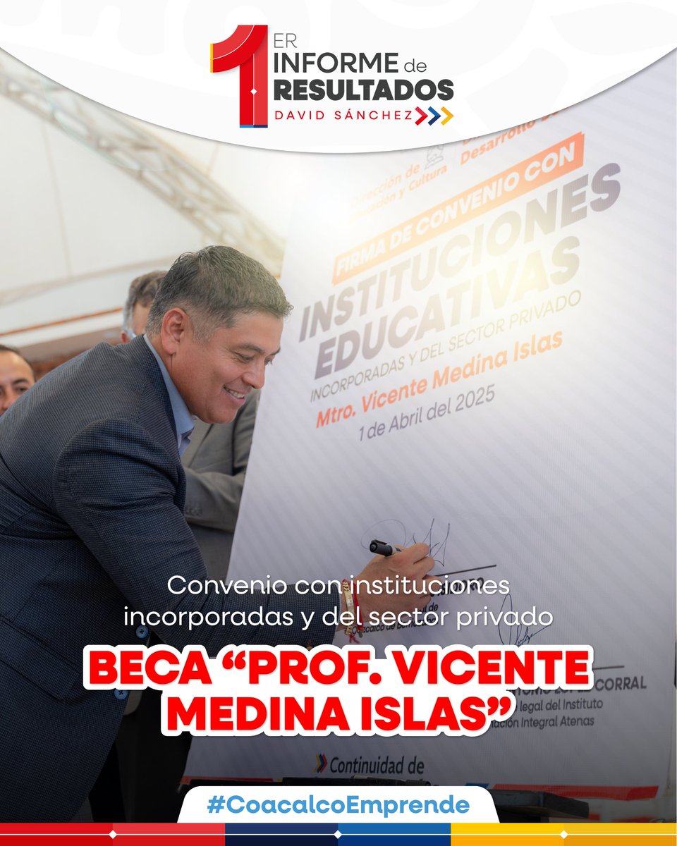 davidsanchezi's tweet photo. Invertir en la educación de nuestra juventud es una prioridad. 

Gracias a las becas “Prof. Vicente Medina Islas”, más jóvenes coacalquenses tienen la oportunidad de seguir estudiando y superándose.

#1erInformeDavidSánchez #ContinuidadDeBuenosResultados https://t.co/MCXkxxuxDL