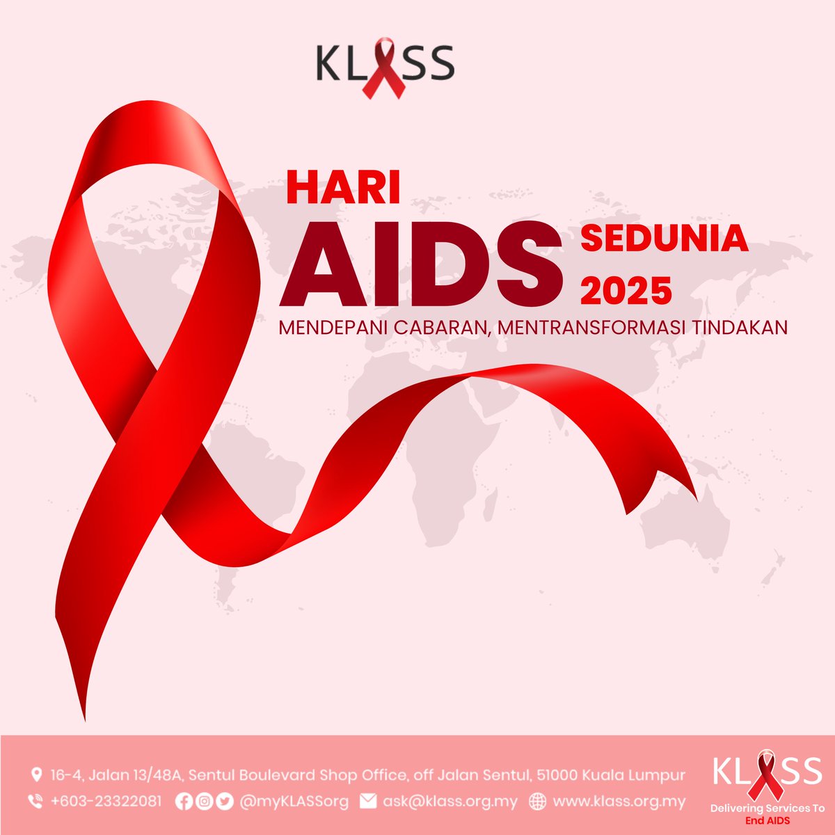 klass_my's tweet photo. Hari AIDS Sedunia 2025

Hari AIDS Sedunia disambut pada 1 Disember setiap tahun bertujuan untuk memberi kesedaran kepada orang ramai mengenai epidemik jangkitan HIV/AIDS, mengenali punca dan simptom awalnya serta langkah-langkah pencegahan yang boleh diambil. https://t.co/4ihpS1EMzt
