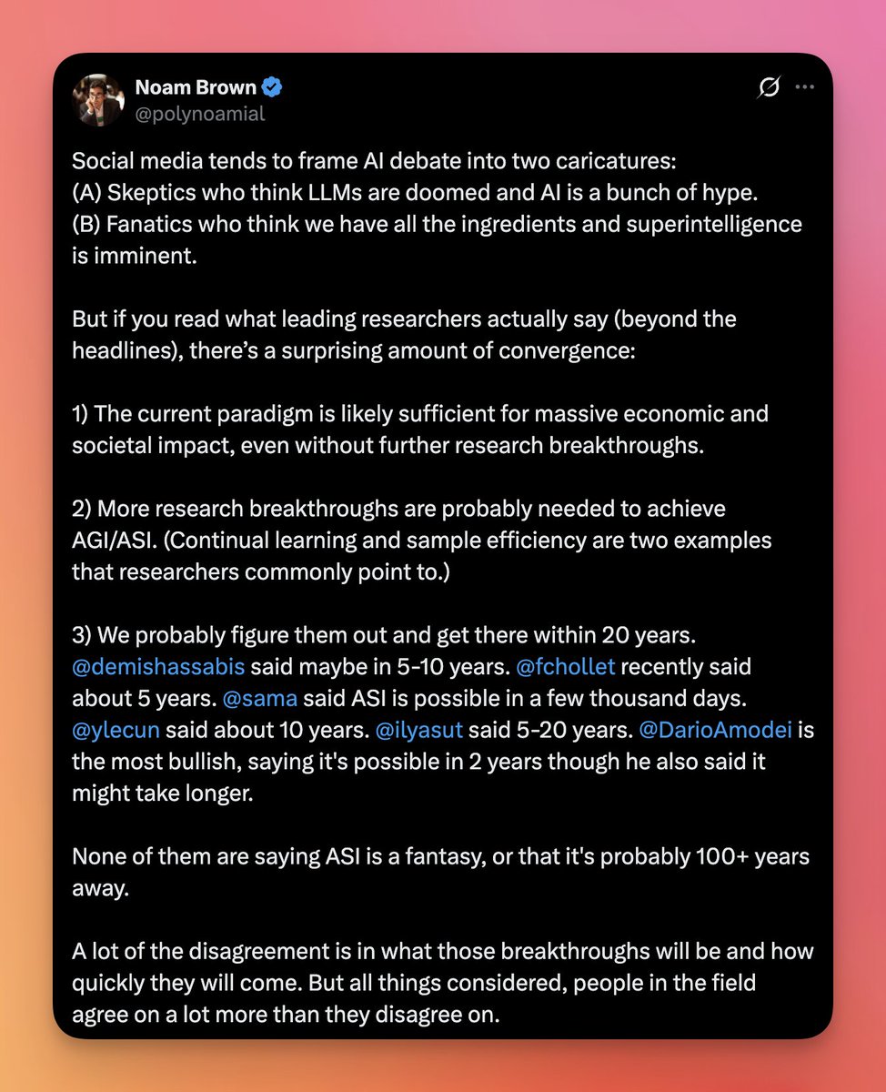 daniel_mac8's tweet image. 🔥 Current LLMs need exactly *zero* breakthroughs for massive economic impact.

Have you tried Opus 4.5?

Don&apos;t garymarcus your way to obscurity through hubris.

Learn how to use AI and *GO FORTH*.

Do that earnestly and you&apos;ll succeed.