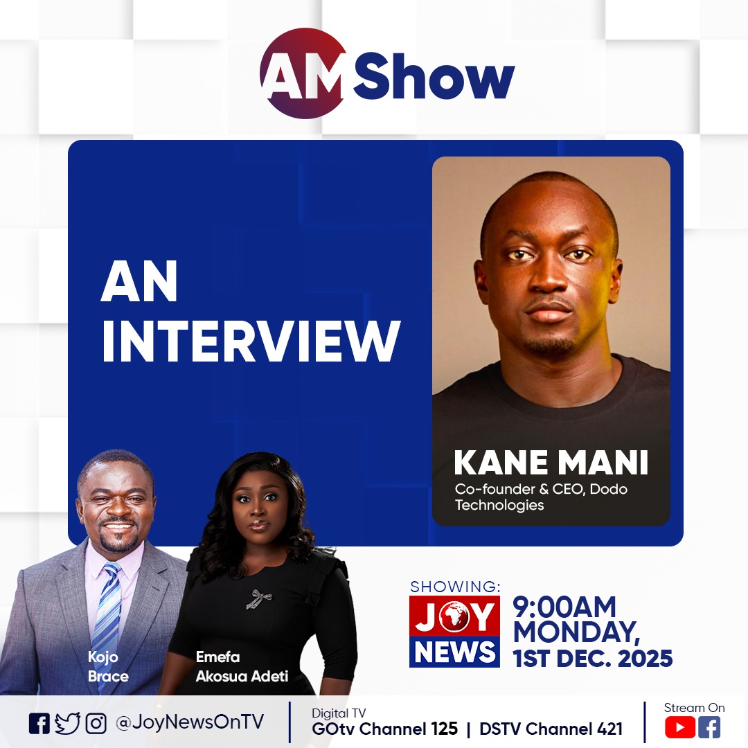 We're going live on Joy News AM Show this Monday, Dec 1st, 2025, at 9:00 AM to throw light talking on the upcoming Dodo Summit ,the biggest technology conference of the year. 

Catch it live on GOtv Ch 125, DSTV Ch 421, or stream on YouTube/Facebook! Don't miss it.