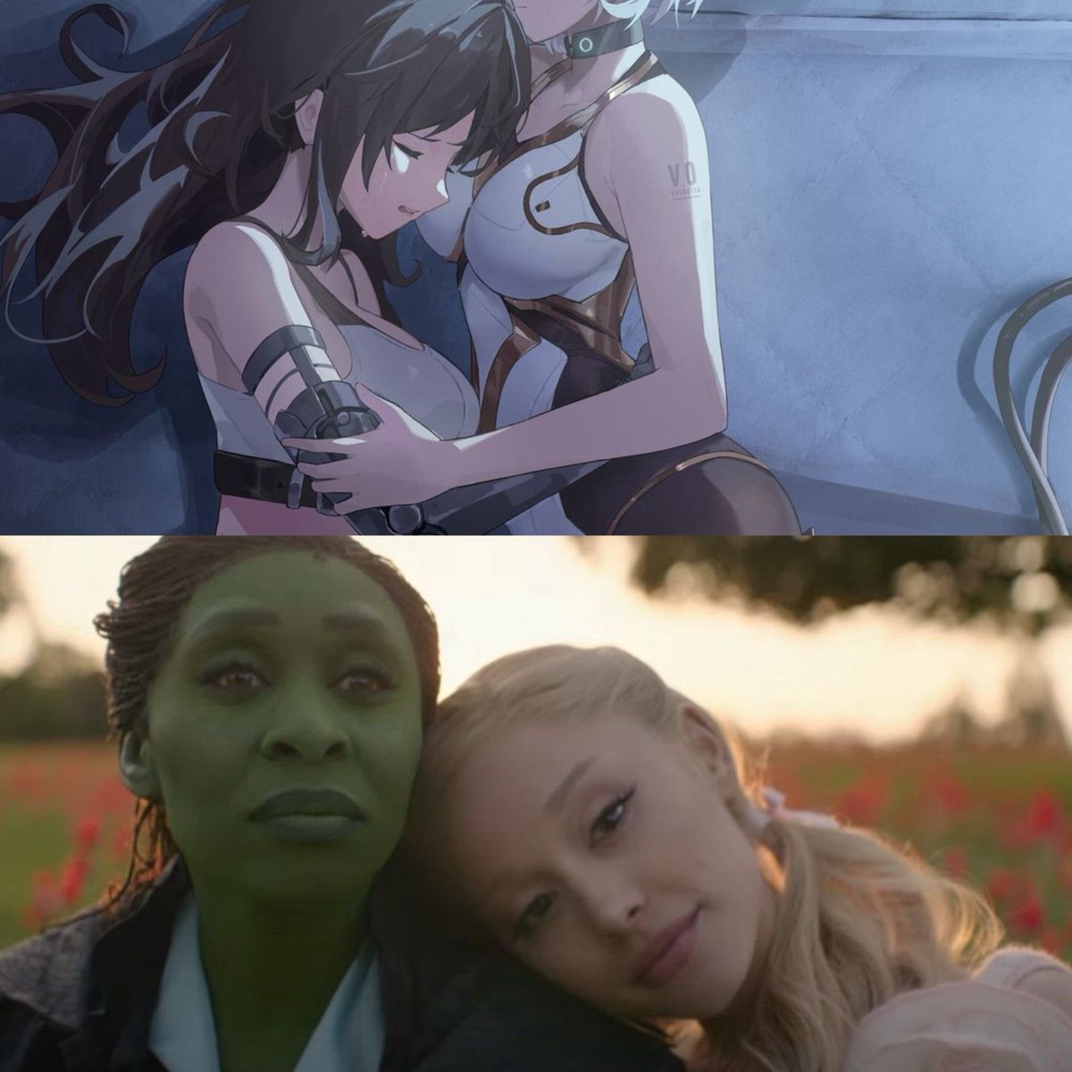 Tell me 4 &amp; Noma don’t have Elphaba x Glinda energy.
One guarded, sharp, hardened.
One gentle, glowing, hopeful.
Thrown together by fate…
and the chemistry is chemisting.

Wishlist The World Well: Blood of Caro now! store.steampowered.com/app/2648900/Th…

#visualnovel #VN #yuri #WLW