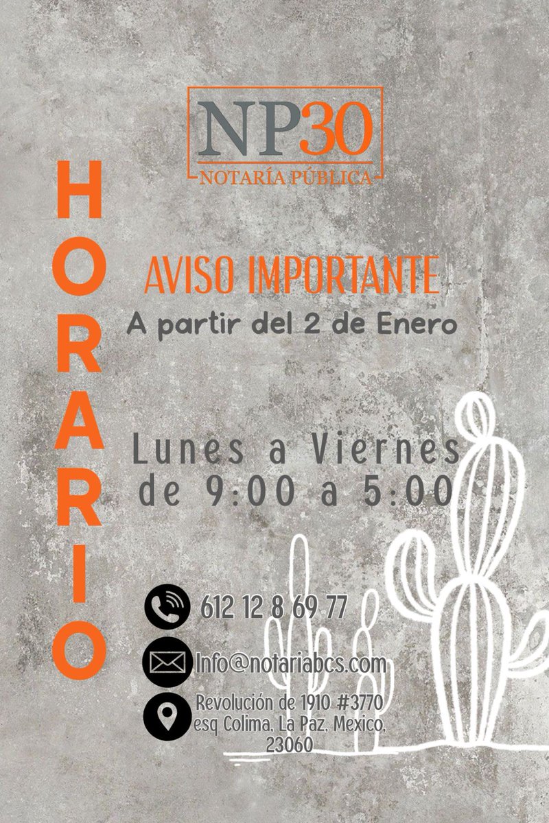 A parir del próximo año 2026, les estaremos atendiendo en un nuevo horario de
9:00am a 5:00pm
De Lunes a Viernes