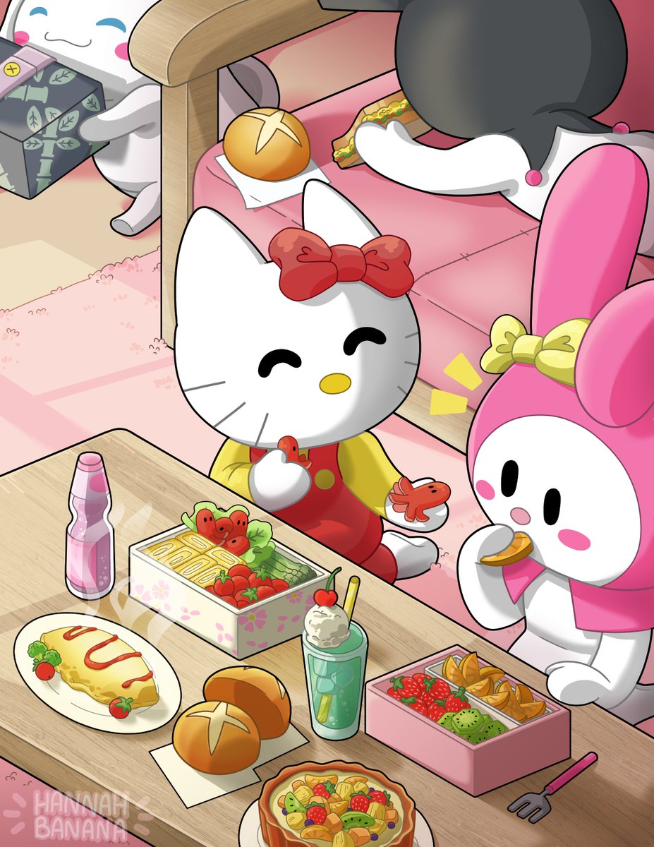 I forgot to post this after finishing it awhile back, I have a few more I'm working on cause I love drawing characters having some 'Ghibli' style food 🍱🥧
#hellokittyfanart