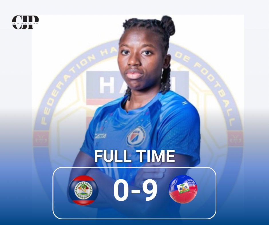 Caleb_Jephte's tweet photo. TERMINÉ ! Belize 🇧🇿 0-9 🇭🇹 Haïti 

⚽️ Nérilia Mondésir 12’ 18’ 32’ 63’
Batcheba 14’ 50’
Melchie Dumornay 78’ 87’
Roseline Eloissaint 43’

Les Grenadières débutent les éliminatoires de la Coupe du Monde 2027 par une large victoire. 👏🏽👏🏽👏🏽 https://t.co/WTtVDPRMbd