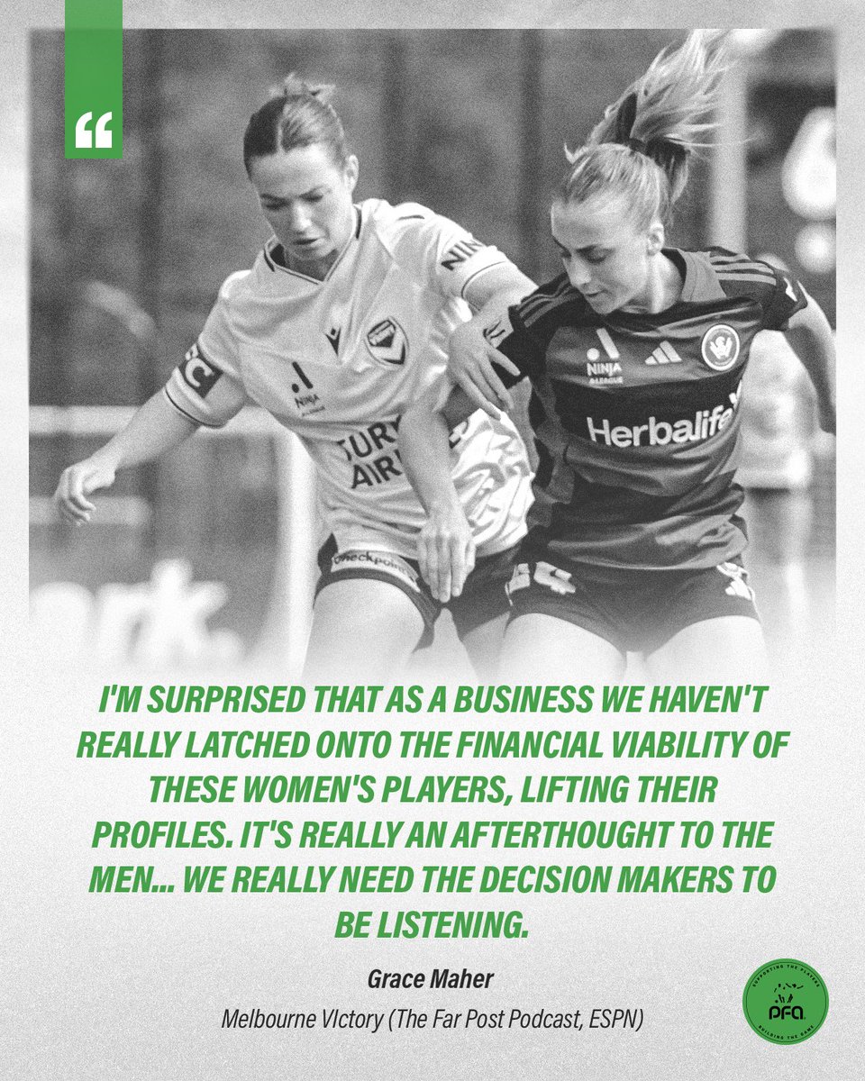 "As a player, I can use my voice, I can be in conversations, but I'm not in a position to be a decision maker at a club or on a board."

The message is clear.

Listen to Grace Maher's interview on <a href="/thefarpostpod/">The Far Post</a> here:  open.spotify.com/episode/1UwNre…

#SupportingThePlayers
