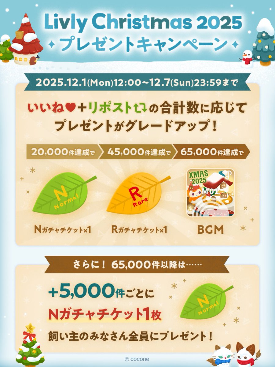 newLivlyIsland's tweet image. ／
#リヴリークリスマス2025
プレゼントキャンペーン開始🎁❄️
＼
いいね＋RP数の合計に応じて
プレゼントがグレードアップ！

そして今回はもうひとつ！パズルゲームも登場🧩
遊ぶと、限定壁紙やリアルグッズGETのチャンス⁉️

🔗livly.com/campaign/xmas2…

たくさんのご参加お待ちしてます☺️
#リヴリー