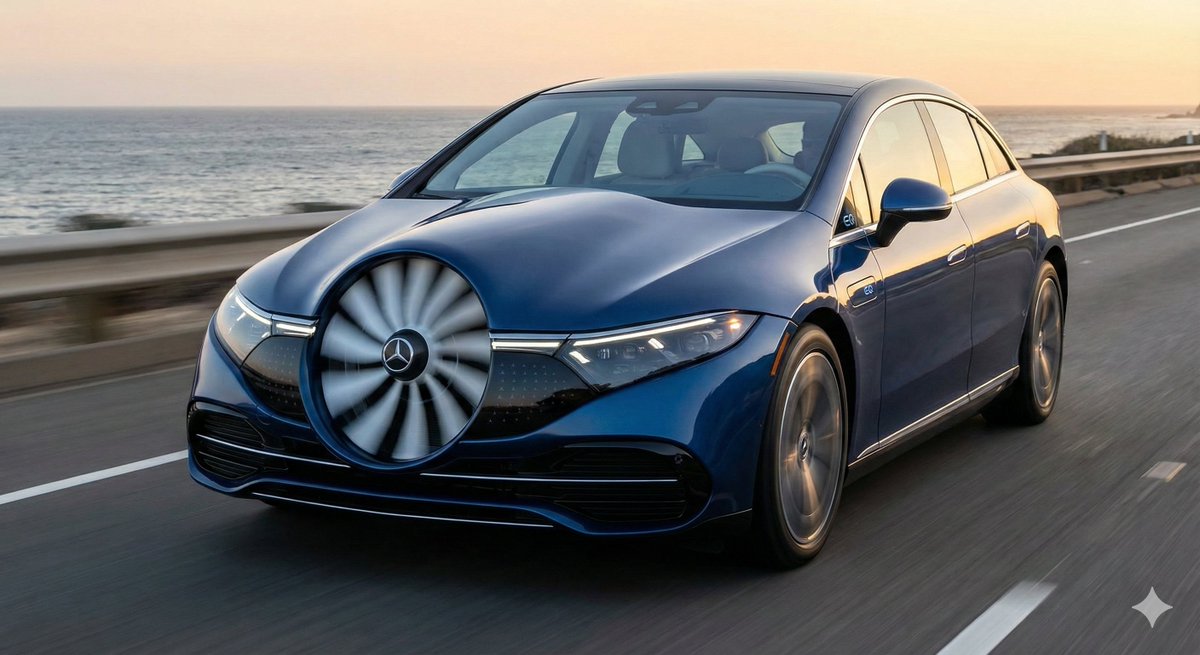 Bryan_Saul's tweet photo. @elonmusk  - Why don't we see more cars with wind turbines in the grill? https://t.co/a32JbVUAY2