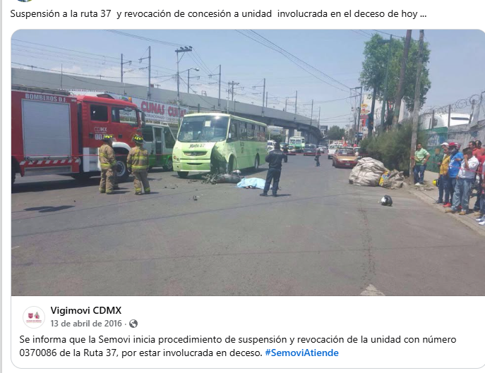 Hace 7 y 9 años igual esa peste 37 asesina hizo de las suyas; La diferencia es que al menos en esos tiempos "Castigaban" a toda la ruta por un mes. 
¿Y ahora? todo el ramal sigue operando como si nada hubiese pasado y <a href="/LaSEMOVI/">Secretaría de Movilidad CDMX</a> sigue sin avisar de la sanción y suspensión de la
