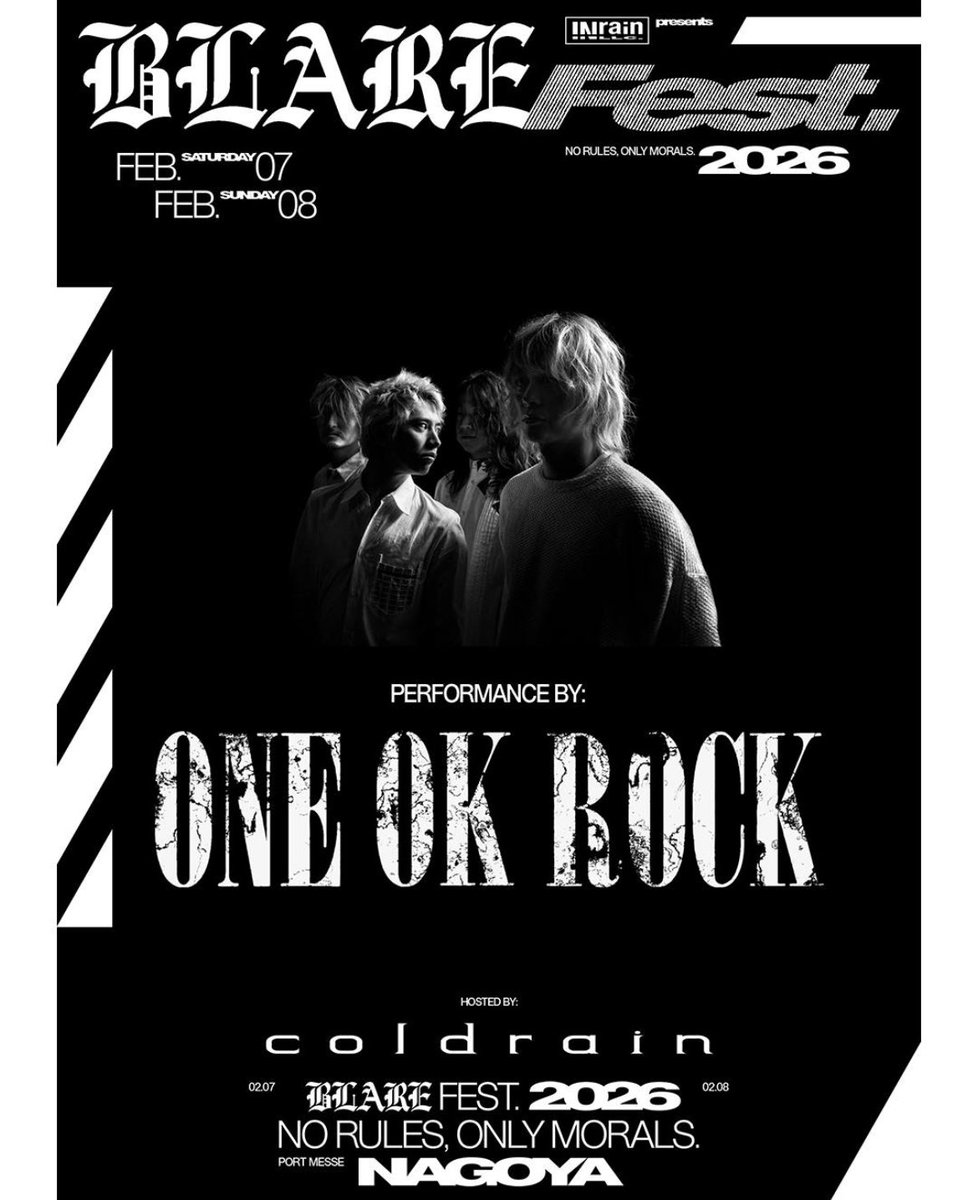 ape_10969's tweet photo. coldrain主催『BLARE Fest 2026』に出演決定！

伝説の2020年のブレア以来5年ぶり！

他も超豪華アーティストが勢揃い、、、本当に来るんだワンオクさん、、、 https://t.co/5eimAYx6xK