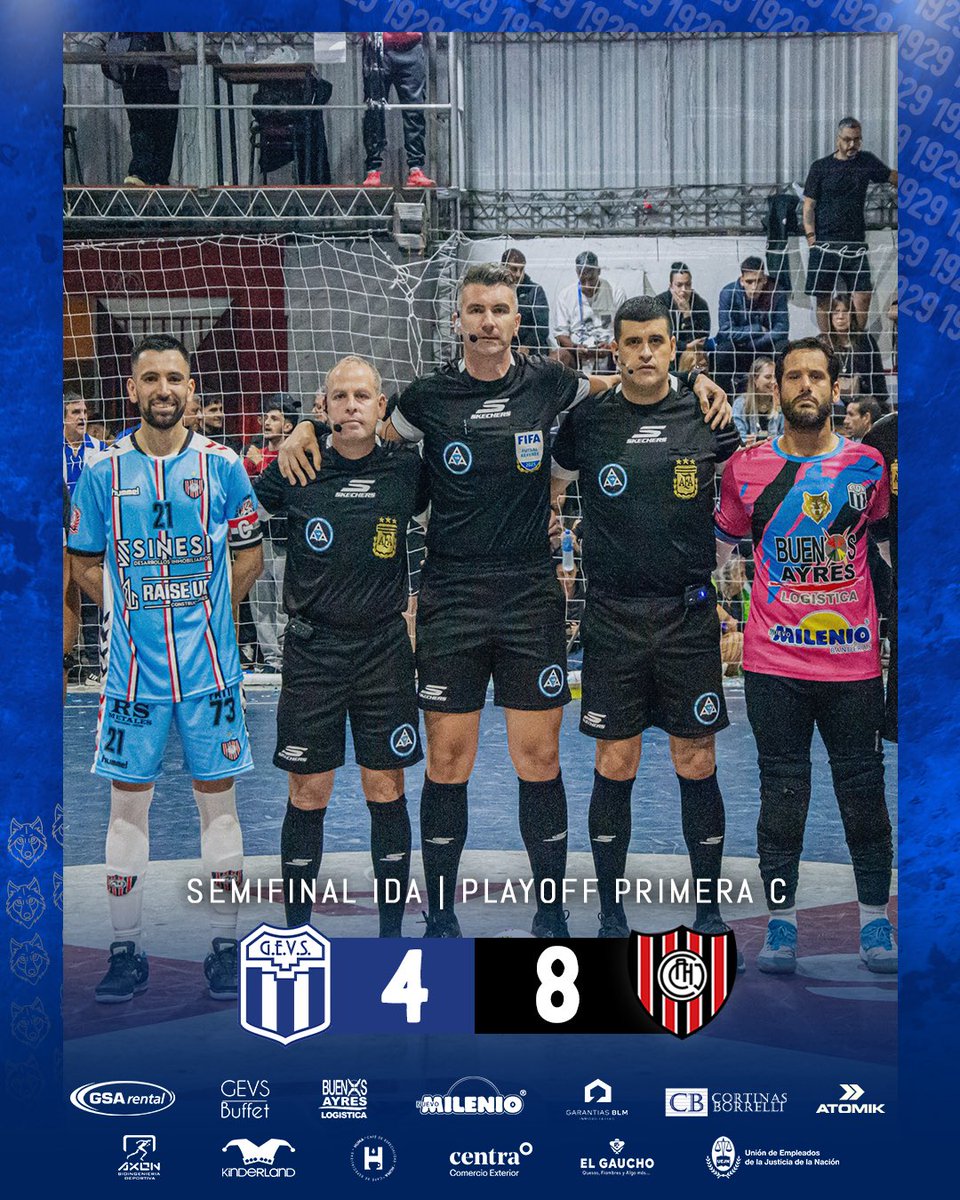 GEVS 4-8 Chacarita Juniors

⚽️ Goles: Cao y Del Rosso x3.

🔜 El partido de vuelta será el próximo fin de semana en GB Sports.

SIEMPRE VAMO A ESTAR, FLORESTA 🐺🇫🇮

#VamosLobo 💙🤍
#FutsalEsFamilia